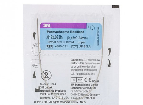 Дуга стальная Unitek Permachrome Resilient .016x.022  НЧ  ФIII 3М